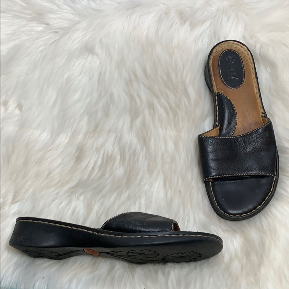 Born Brown Leather Flat Slides Size‎ 8